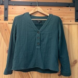 Madewell Green Lightspun Evert Top - Size small